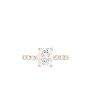 1.50 CT Cushion Cut Solitaire Pave Moissanite Engagement Ring - Barbara Maison 