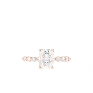 1.50 CT Cushion Cut Solitaire Pave Moissanite Engagement Ring - Barbara Maison 