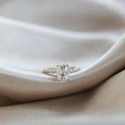 1.50 CT Cushion Cut Solitaire Pave Moissanite Engagement Ring - Barbara Maison 