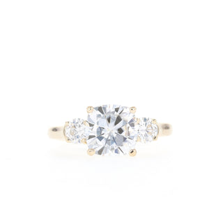 2.08 CT Cushion Cut Three Stone Style Moissanite Engagement Ring - Barbara Maison 