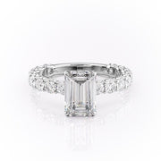2.30 CT Emerald Cut Pave Setting Moissanite Engagement Ring - Barbara Maison 