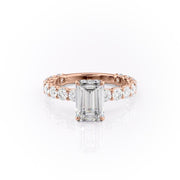 2.30 CT Emerald Cut Pave Setting Moissanite Engagement Ring - Barbara Maison 