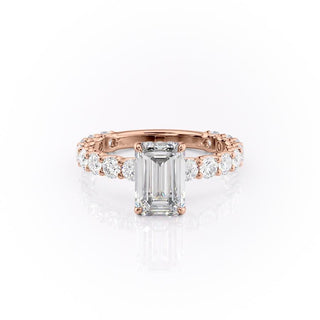 2.30 CT Emerald Cut Pave Setting Moissanite Engagement Ring - Barbara Maison 