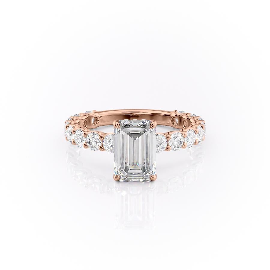 2.30 CT Emerald Cut Pave Setting Moissanite Engagement Ring - Barbara Maison 