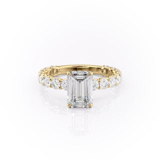 2.30 CT Emerald Cut Pave Setting Moissanite Engagement Ring - Barbara Maison 