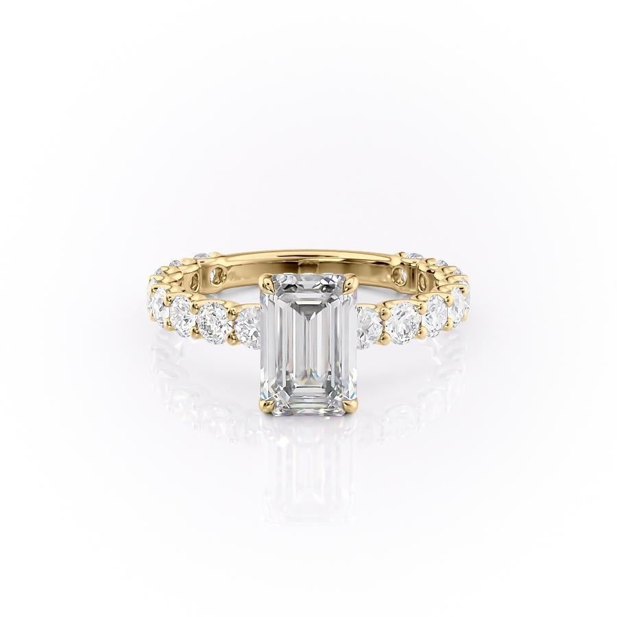 2.30 CT Emerald Cut Pave Setting Moissanite Engagement Ring - Barbara Maison 