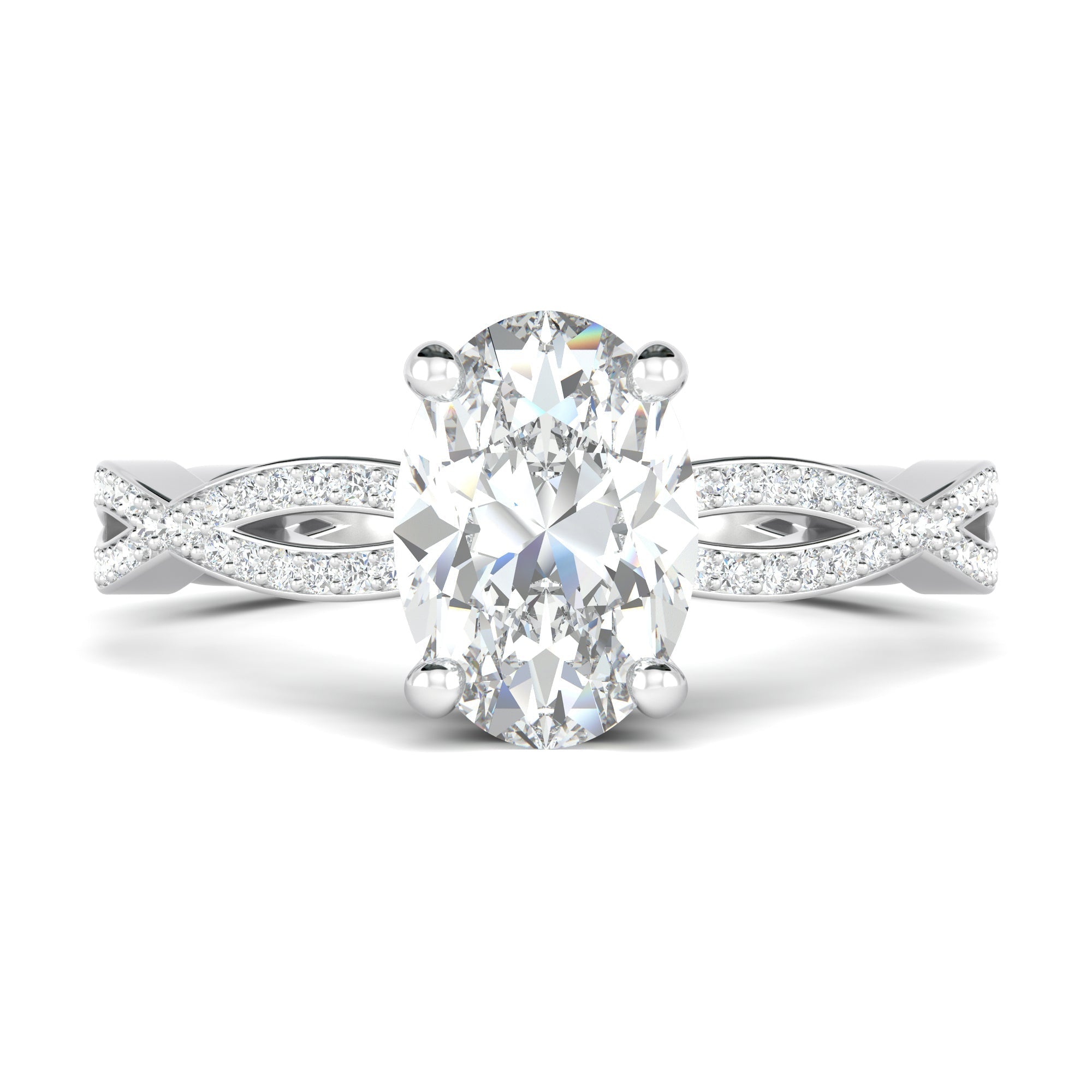 1.33 CT Oval Cut Twisted Pave Moissanite Engagement Ring - Barbara Maison 