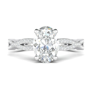 1.33 CT Oval Cut Twisted Pave Moissanite Engagement Ring - Barbara Maison 