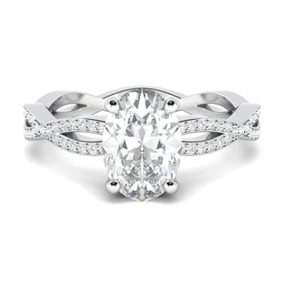 1.33 CT Oval Cut Twisted Pave Moissanite Engagement Ring - Barbara Maison 