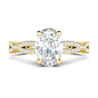 1.33 CT Oval Cut Twisted Pave Moissanite Engagement Ring - Barbara Maison 