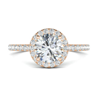 1.0 CT Round Cut Halo Moissanite Engagement Ring - Barbara Maison 