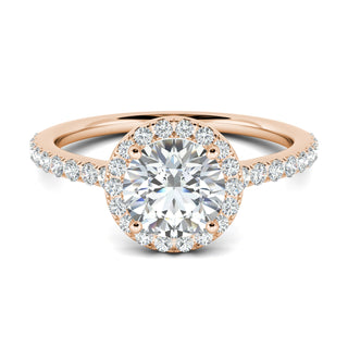 1.0 CT Round Cut Halo Moissanite Engagement Ring - Barbara Maison 