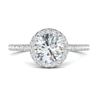 1.0 CT Round Cut Halo Moissanite Engagement Ring - Barbara Maison 