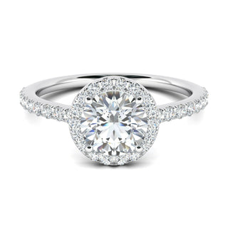 1.0 CT Round Cut Halo Moissanite Engagement Ring - Barbara Maison 