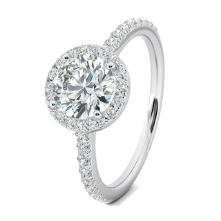 1.0 CT Round Cut Halo Moissanite Engagement Ring - Barbara Maison 