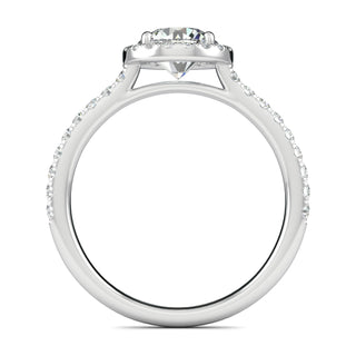 1.0 CT Round Cut Halo Moissanite Engagement Ring - Barbara Maison 