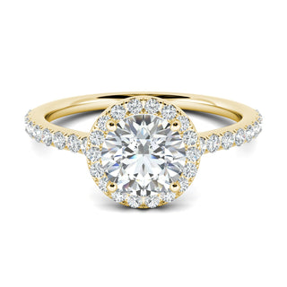 1.0 CT Round Cut Halo Moissanite Engagement Ring - Barbara Maison 