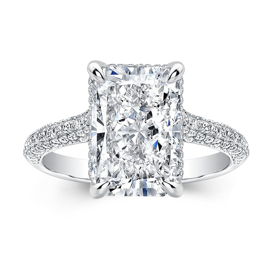 7.0 CT Radiant Hidden Halo CVD F/VS1 Diamond Engagement Ring - Barbara Maison 