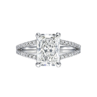 4.0 CT Radiant Hidden Halo Solit Shank CVD F/VVS2 Diamond Engagement Ring - Barbara Maison 