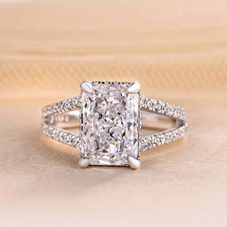 4.0 CT Radiant Split Shank F/VVS2 Lab Grown Diamond Engagement Ring - Barbara Maison 