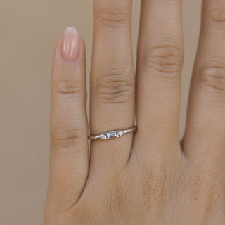 Baguette and Three Stone Thin Wedding Band