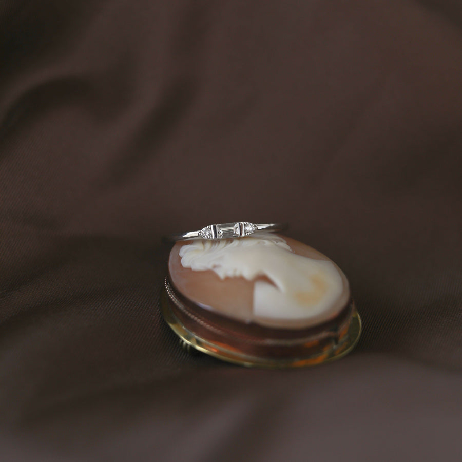 Baguette and Three Stone Thin Wedding Band