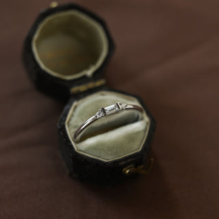 Baguette and Three Stone Thin Wedding Band