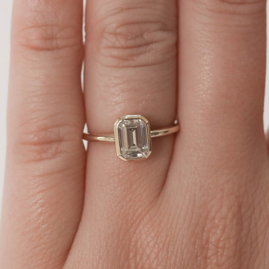 0.92 CT-3.24 CT Emerald Cut Solitaire Moissanite Engagement Ring - Barbara Maison 