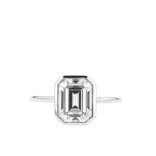 0.92 CT-3.24 CT Emerald Cut Solitaire Moissanite Engagement Ring - Barbara Maison 