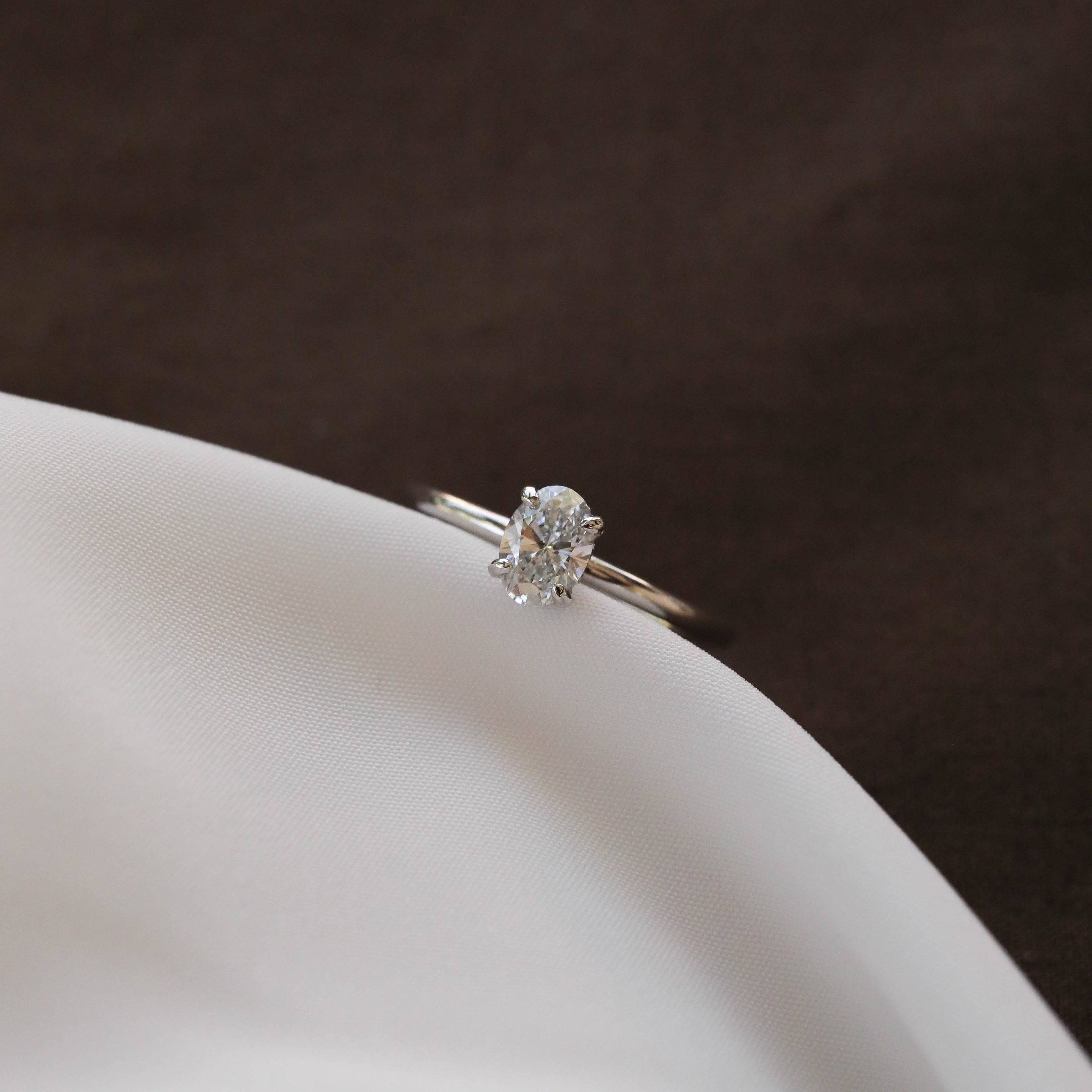 0.84 CT-1.91 CT Oval Cut Solitaire Moissanite Engagement Ring - Barbara Maison 