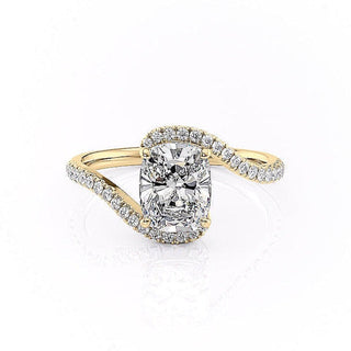 2.0 CT Elongated Cushion Cut Solitaire Bypass Setting Moissanite Engagement Ring - Barbara Maison 