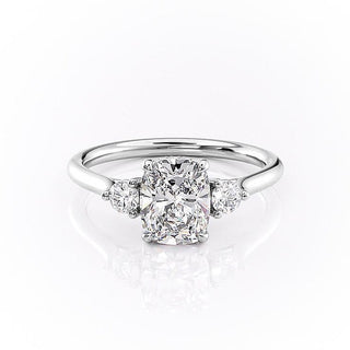 2.0 CT Elongated Cushion Cut Three Stone Moissanite Engagement Ring - Barbara Maison 