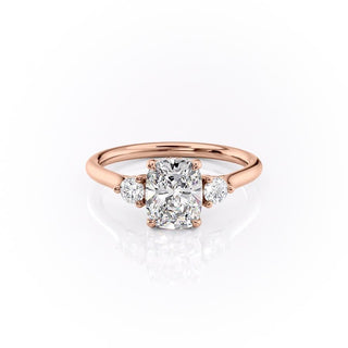 2.0 CT Elongated Cushion Cut Three Stone Moissanite Engagement Ring - Barbara Maison 