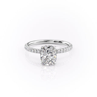 2.0 CT Cushion Cut Hidden Halo Pave Setting Moissanite Engagement Ring - Barbara Maison 