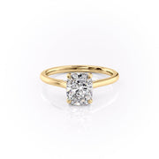 2.0 CT Elongated Cushion Cut Solitaire Hidden Halo Setting Moissanite Engagement Ring - Barbara Maison 