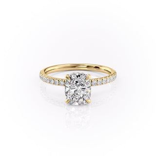 2.0 CT Cushion Cut Hidden Halo Pave Setting Moissanite Engagement Ring - Barbara Maison 