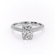 2.0 CT Elongated Cushion Cut Hidden Halo Triple Pave Moissanite Engagement Ring - Barbara Maison 