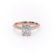 2.0 CT Elongated Cushion Cut Hidden Halo Triple Pave Moissanite Engagement Ring - Barbara Maison 