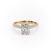 2.0 CT Elongated Cushion Cut Hidden Halo Triple Pave Moissanite Engagement Ring - Barbara Maison 