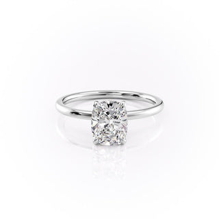 2.0 CT Elongated Cushion Cut Solitaire Hidden Halo Setting Moissanite Engagement Ring - Barbara Maison 