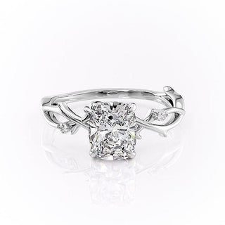 2.0 CT Elongated Cushion Cut Solitaire Twig Style Moissanite Engagement Ring - Barbara Maison 