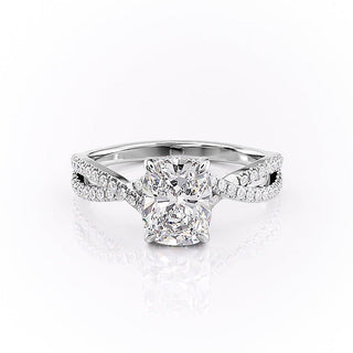 2.0 CT Elongated Cushion Cut Solitaire Split Shank Style Moissanite Engagement Ring - Barbara Maison 