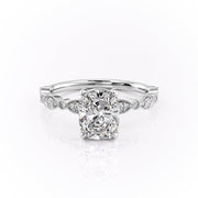 2.0 CT Cushion Cut Solitaire Milgrain Pave Setting Moissanite Engagement Ring - Barbara Maison 