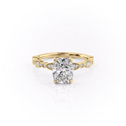 2.0 CT Cushion Cut Solitaire Milgrain Pave Setting Moissanite Engagement Ring - Barbara Maison 