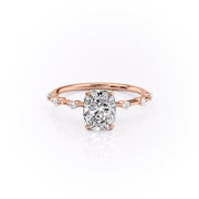 2.0 CT Elongated Cushion Cut Solitaire Dainty Pave Moissanite Engagement Ring - Barbara Maison 