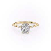 2.0 CT Elongated Cushion Cut Solitaire Dainty Pave Moissanite Engagement Ring - Barbara Maison 