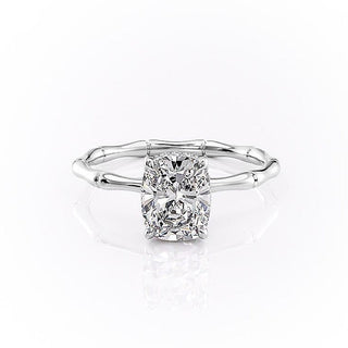 2.0 CT Cushion Cut Solitaire Hidden Halo Setting Moissanite Engagement Ring - Barbara Maison 