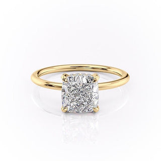 2.0 CT Elongated Cushion Cut Solitaire Hidden Halo Setting Moissanite Engagement Ring - Barbara Maison 