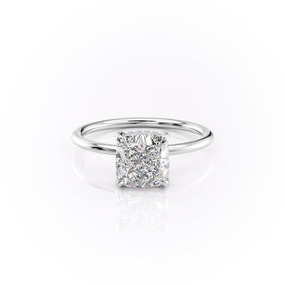 2.0 CT Elongated Cushion Cut Solitaire Hidden Halo Setting Moissanite Engagement Ring - Barbara Maison 