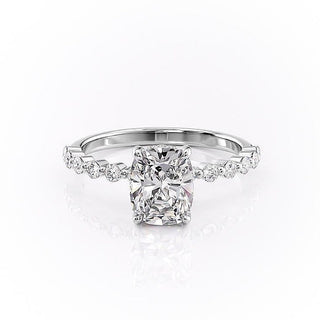 2.0 CT Elongated Cushion Cut Hidden Halo Pave Setting Moissanite Engagement Ring - Barbara Maison 